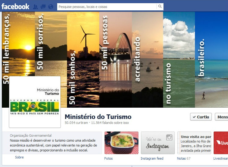 Página do MTur no Facebook chega a 50 mil fãs