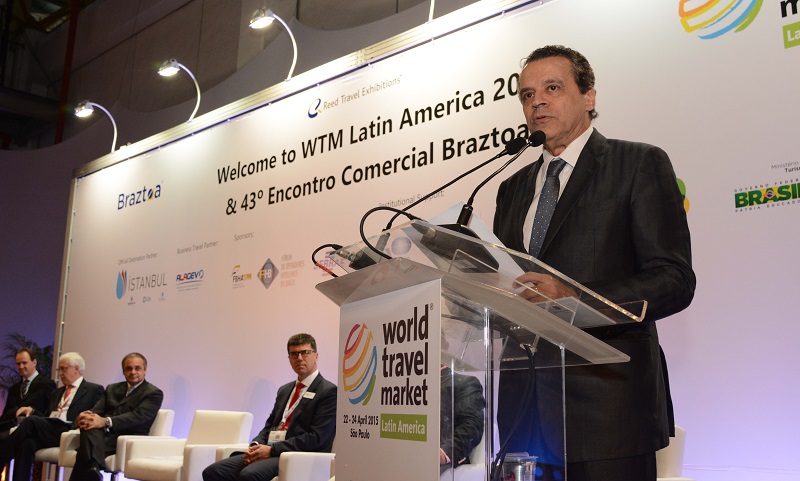 O ministro Henrique Alves, participou da cerimônia de abertura da WTM. Foto: Thamyres Ferreira